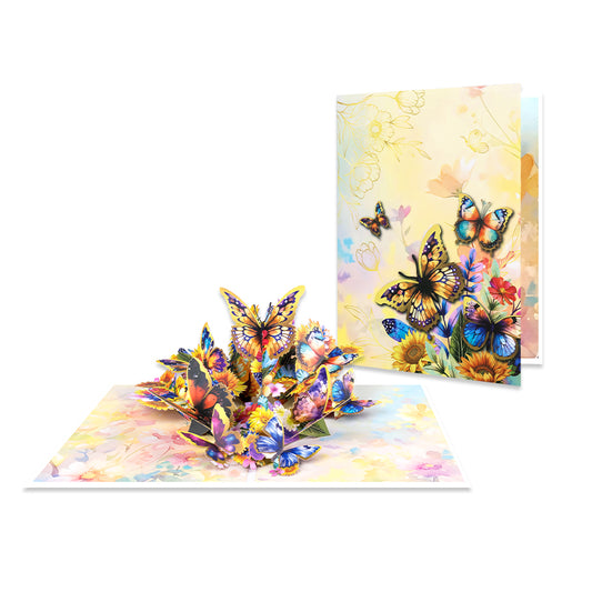 Wings of Sunshine Floral Butterfly 3D Pop Up Greeting Card - Birthday Mother Anniversary Valentine's Day
