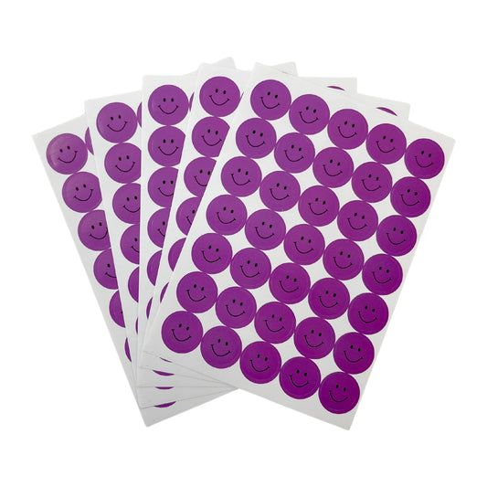 Pack of 420 Purple Smile Face 24mm Self-Adhesive Labels