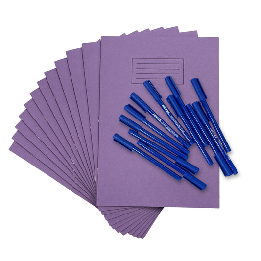 Set of 12 A4 Handwriting Books with 12 Blue Handwriting Pens