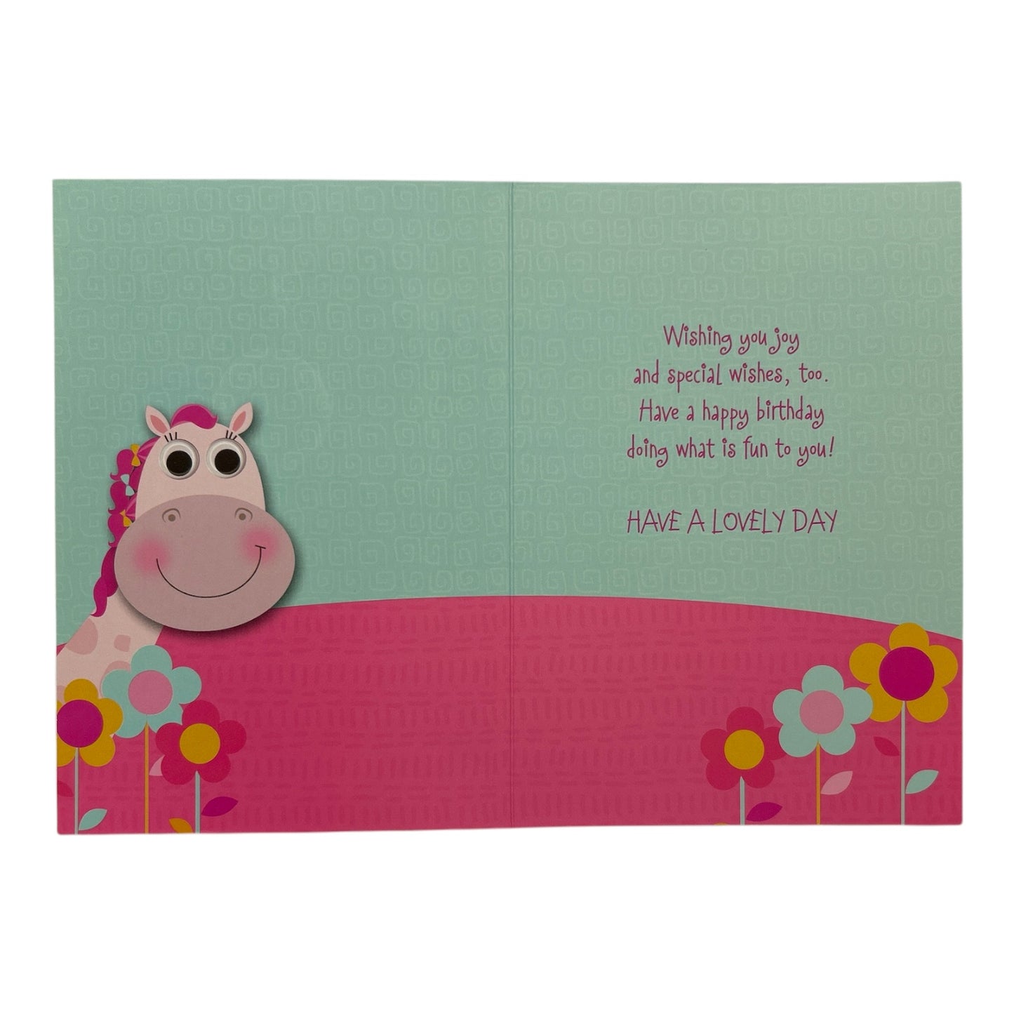 Age 03 Female Juvenile Pinky Giraffe Design Birthday Card