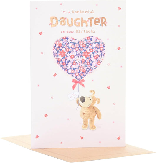 Boofle with Heart Balloon Design Daughter Birthday Card