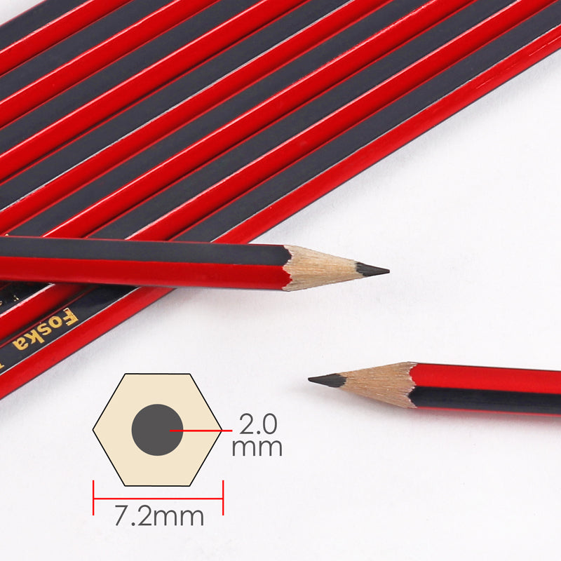 Pack of 12 7'' Sharpened Wooden HB Pencils with Eraser