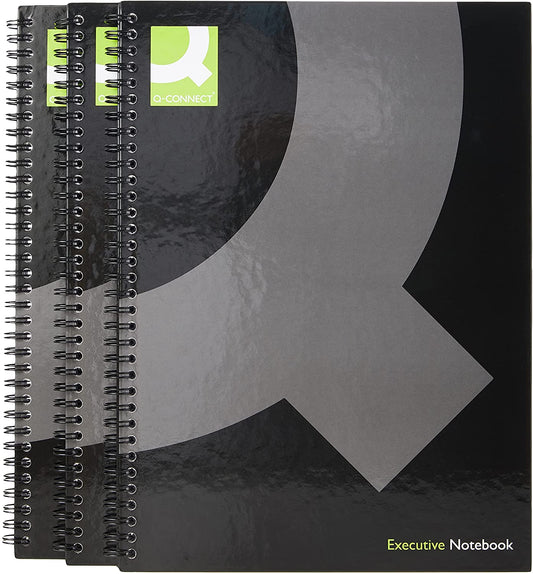 Pack of 3 A4 Black Hardback Wirebound Books