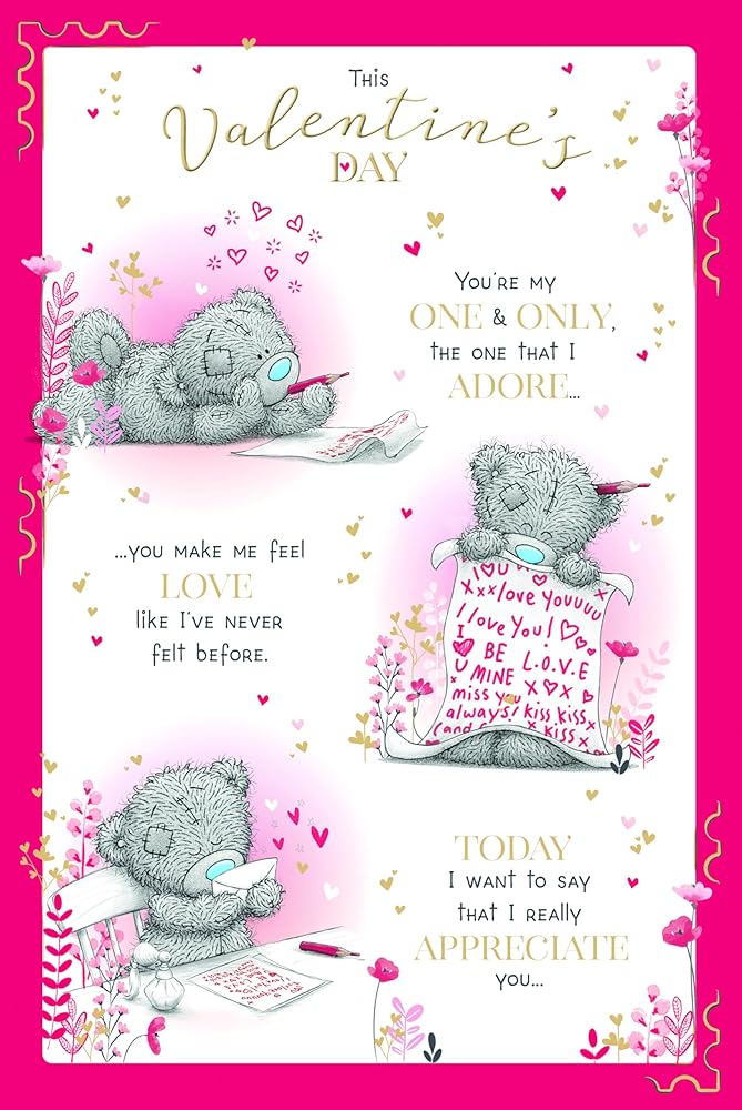 Bear Writing Love Letter Open Valentine's Day Card