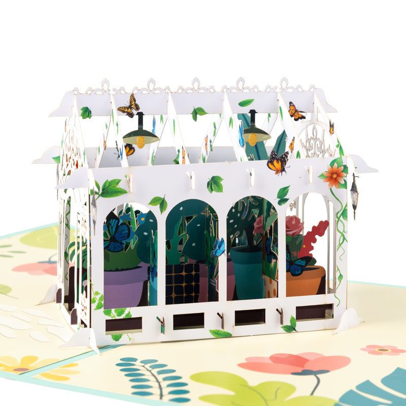 Blooming Haven Botanical 3D Greenhouse 3D Pop Up Greeting Card
