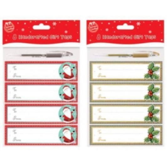 Pack of 8 Handcrafted Gift Tags - Christmas Gift Wrapping Decorations