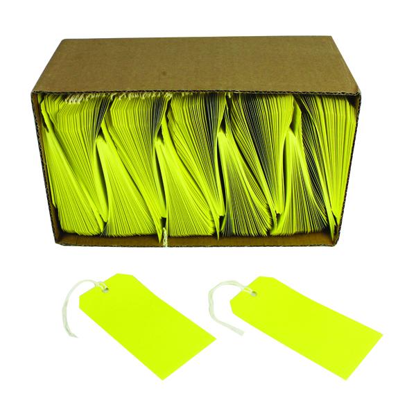 Pack of 1000 Yellow 120x60mm Strung Tags 