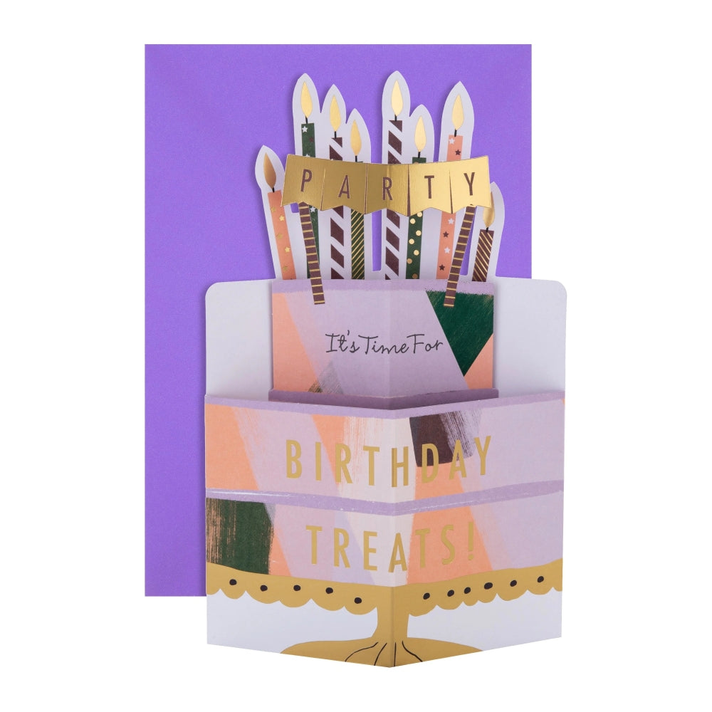  3D Pop Up Tiered Cake & Candles Design Birthday Card