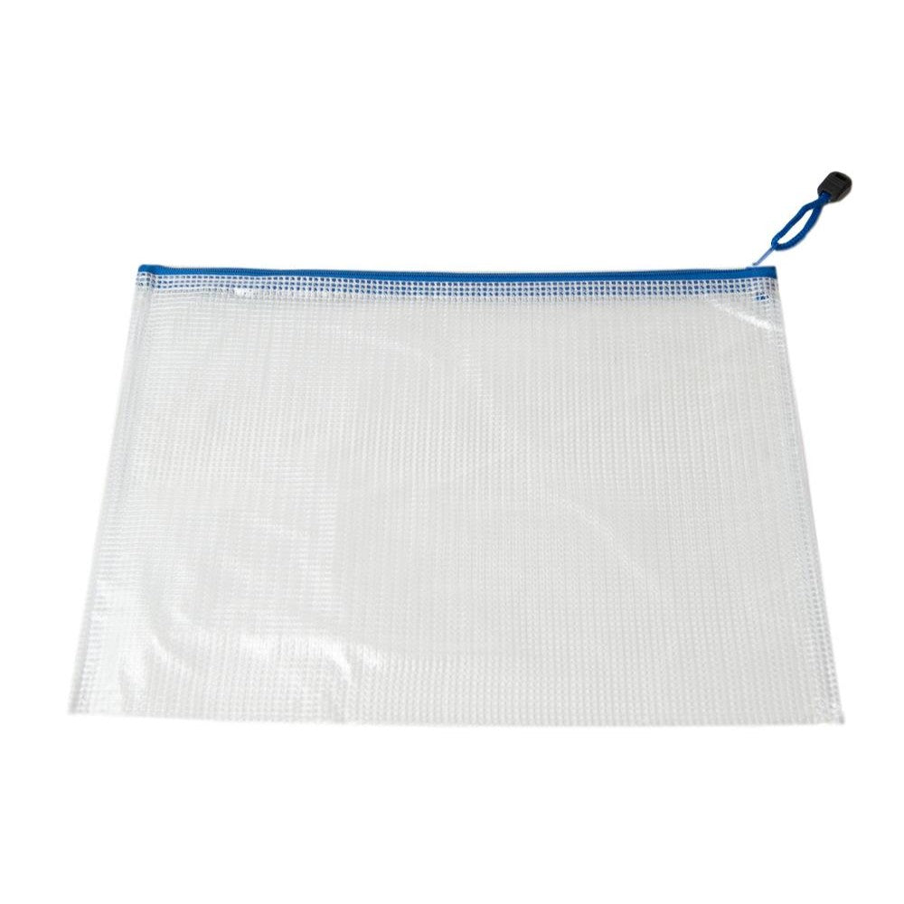 Pack of 12 A5 Blue Zip Strong Mesh Bags - Tough Waterproof Storage