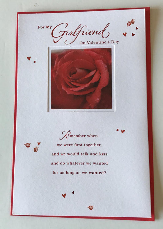 For My Girlfriend Rose With Nice Verse Valentine's Day Card