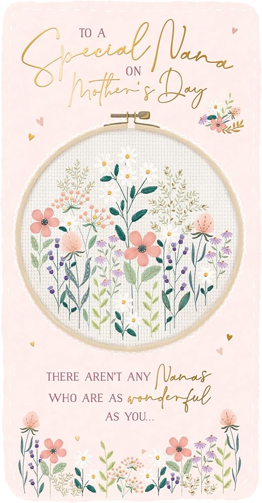 Cross Stitch Flowers Nana Mother's Day Card