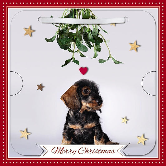 Dog With Mistletoe Photographic 3D Lenticular Merry Christmas Card with Detachable Keepsake