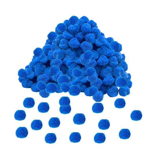 Pack of 250 Blue Pom Poms 1.5cm – Soft Fluffy Craft Balls