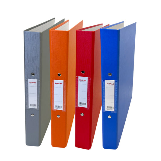 Pack of 4 A4 Paper Over Board Ring Binders – Red, Blue, Orange, Grey