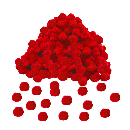 Pack of 500 Red Pom Poms 1.5cm – Soft Fluffy Craft Balls