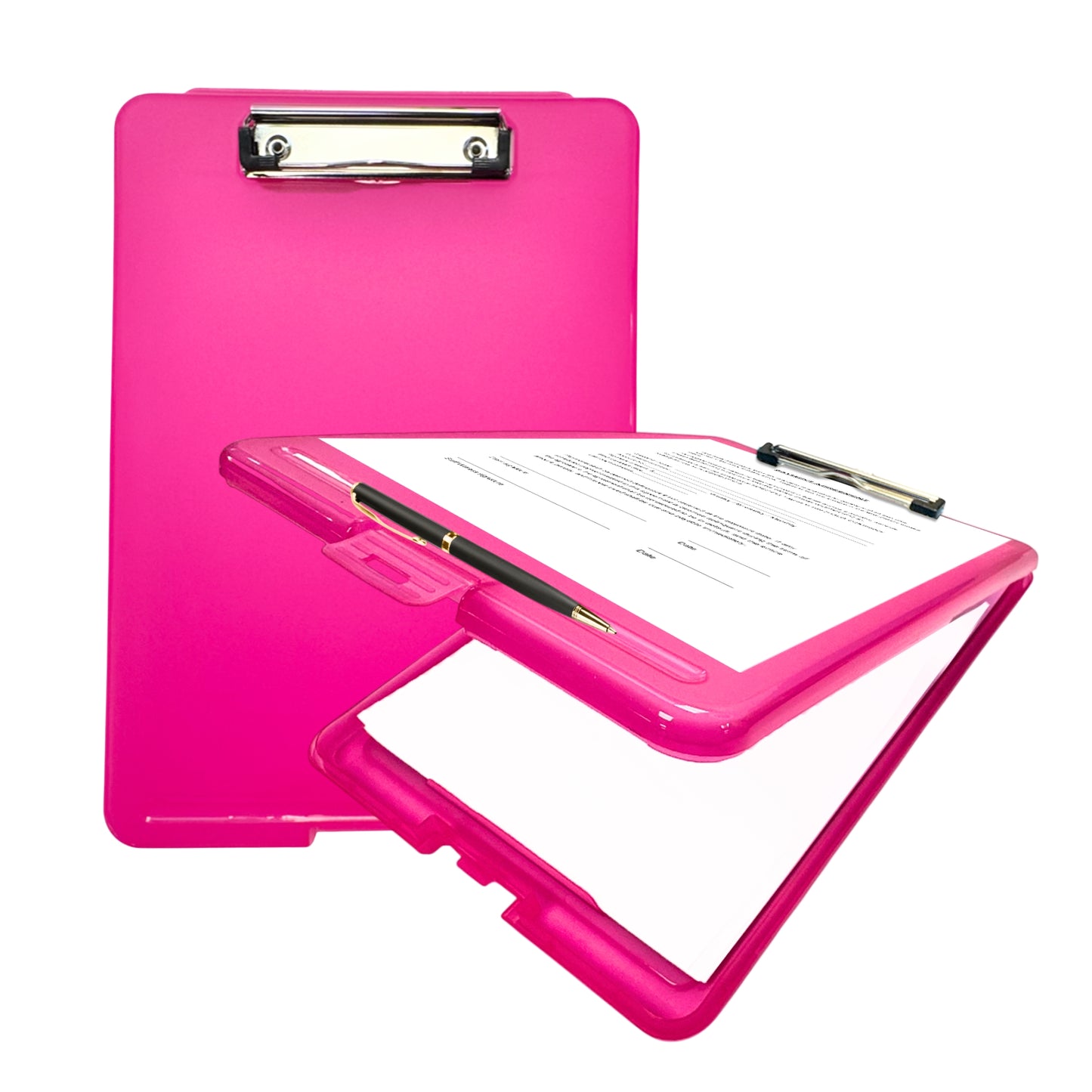 A4 Pink Clipboard Box File - Storage Filing Case