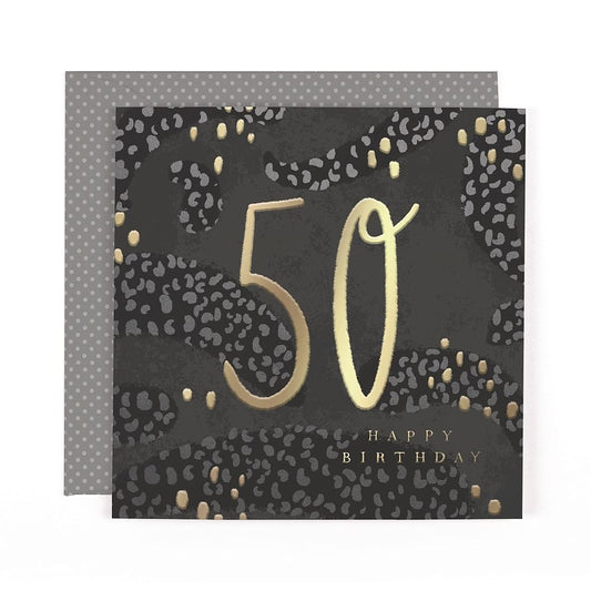 Dots Design Contemporary Luxury Foiled 50th Birthday Card
