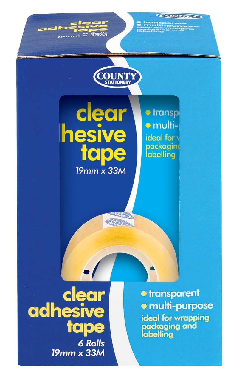 Pack of 12 Clear Adhesive Tape 19mmx33m on Blister Card