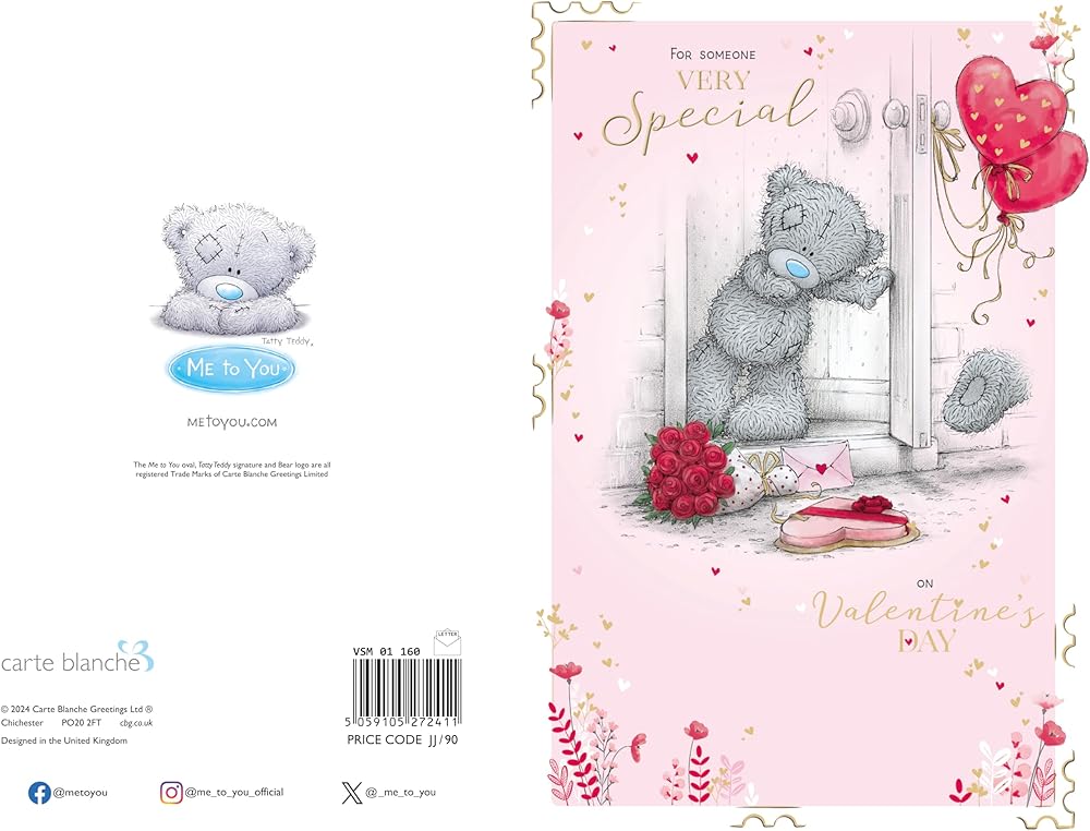 Bear At Door With Gifts Someone Very Special Valentine's Day Card