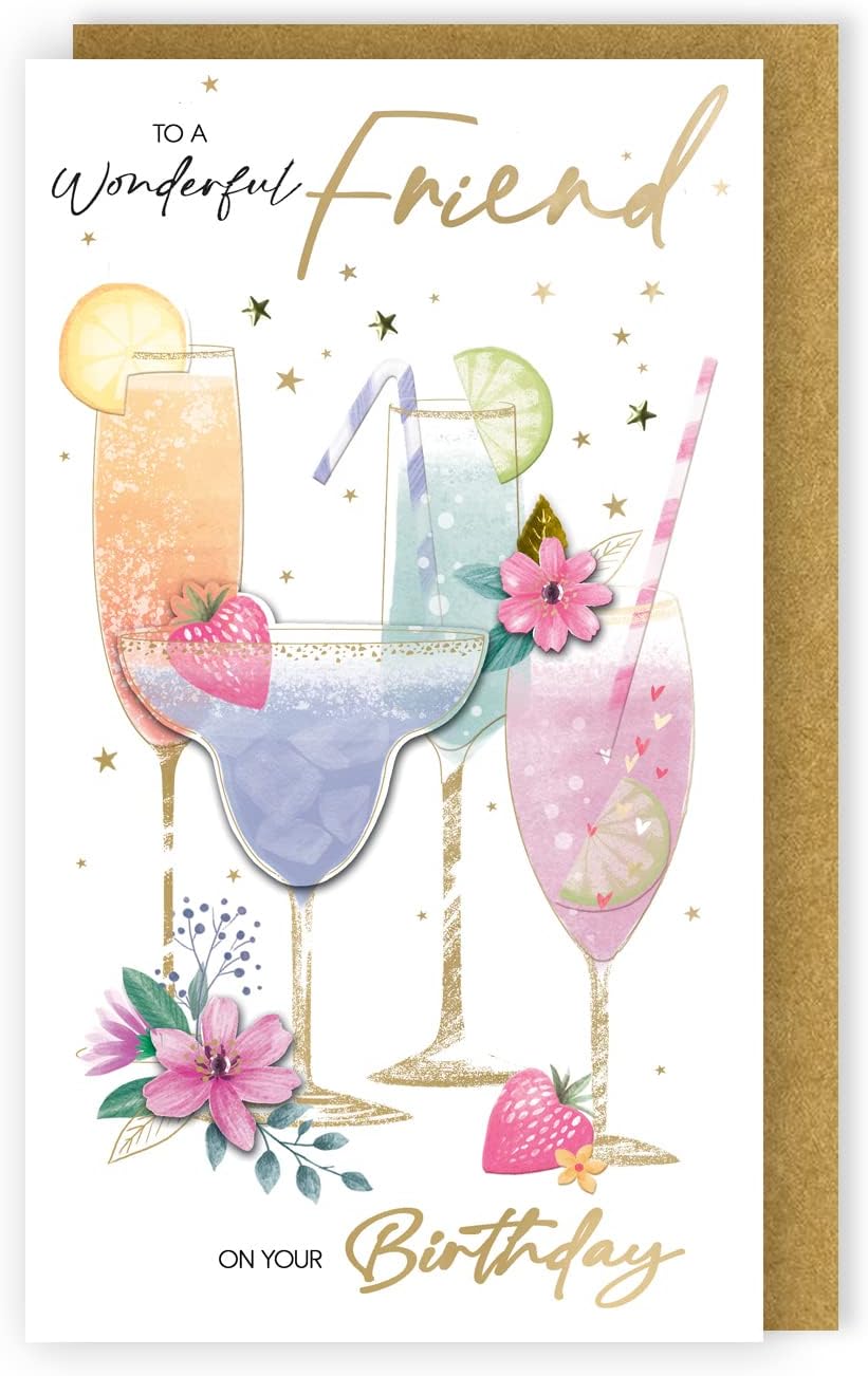 Embellished Cocktail Drinks Friend Birthday Card