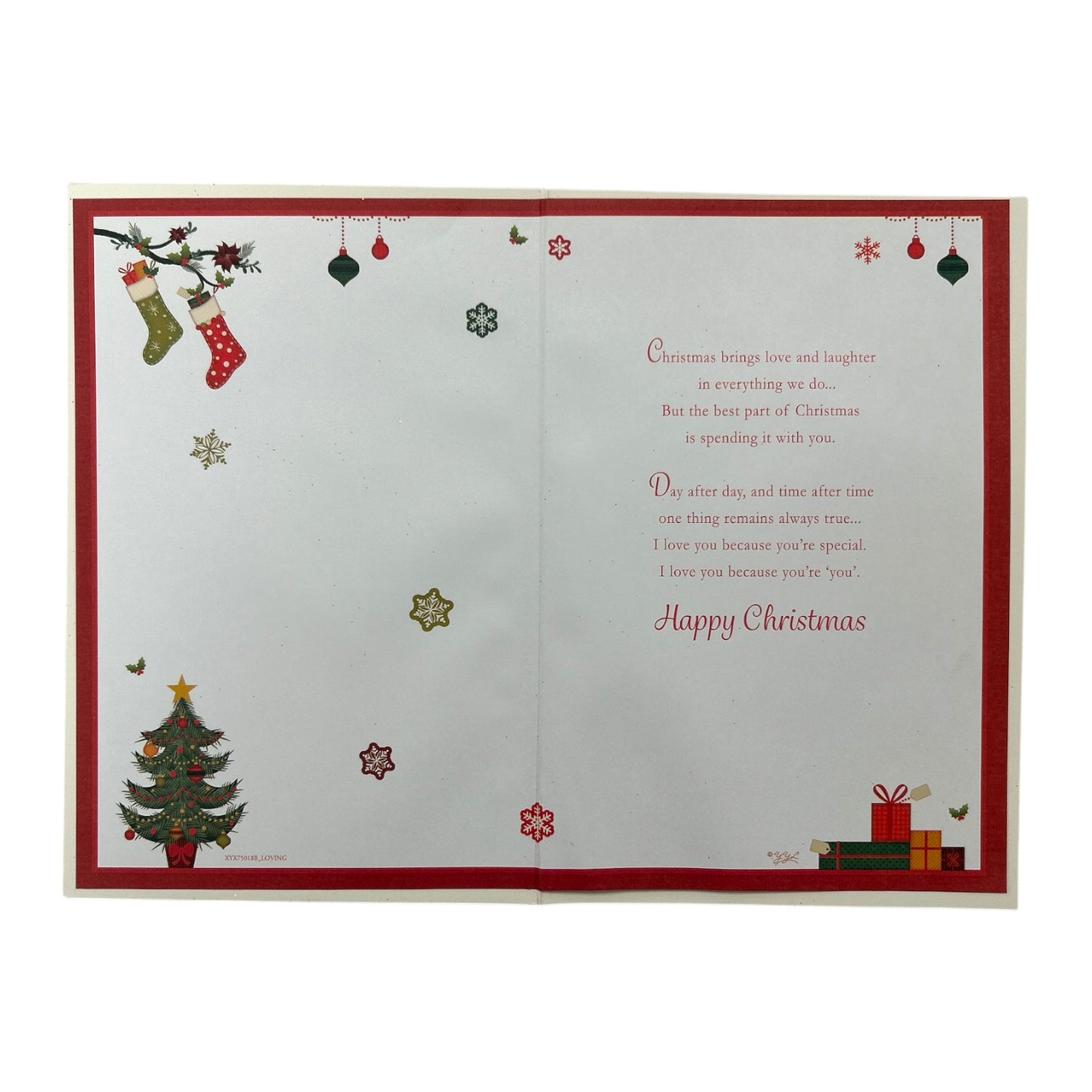 With Love To My Boyfriend Xmas Tree Design Foil and Glitter Finished Christmas Card