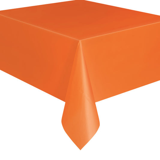 Pumpkin Orange Solid Rectangular Plastic Table Cover, 54"x108"