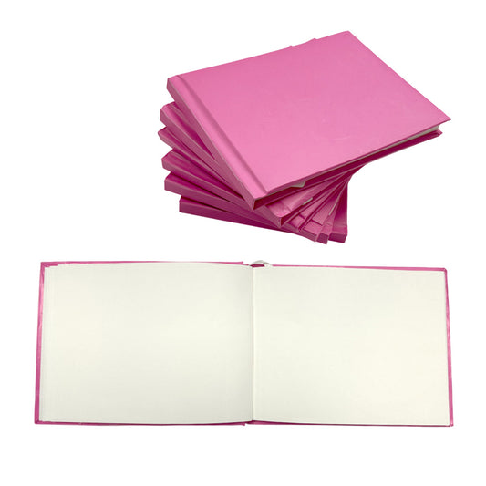 Pack of 12 Plain Cover 100 Pages Pink Autograph Books – School Leavers Signature, End of Term Memory Book
