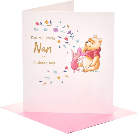 Disney Winnie & Piglet Floral Design Nan Mother's Day Card