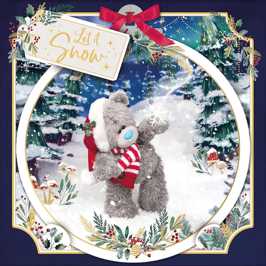 Bear And Snowflake 3D Christmas Card With Keepsake Bauble Style Plaque