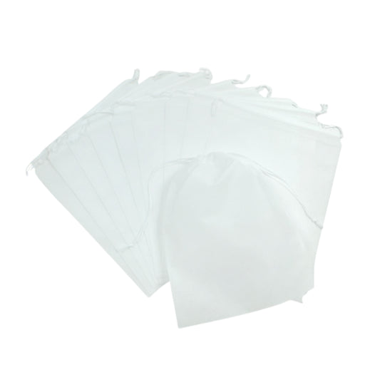 Pack of 50 White Coloured 32x22cm Non-Woven Drawstring Bags
