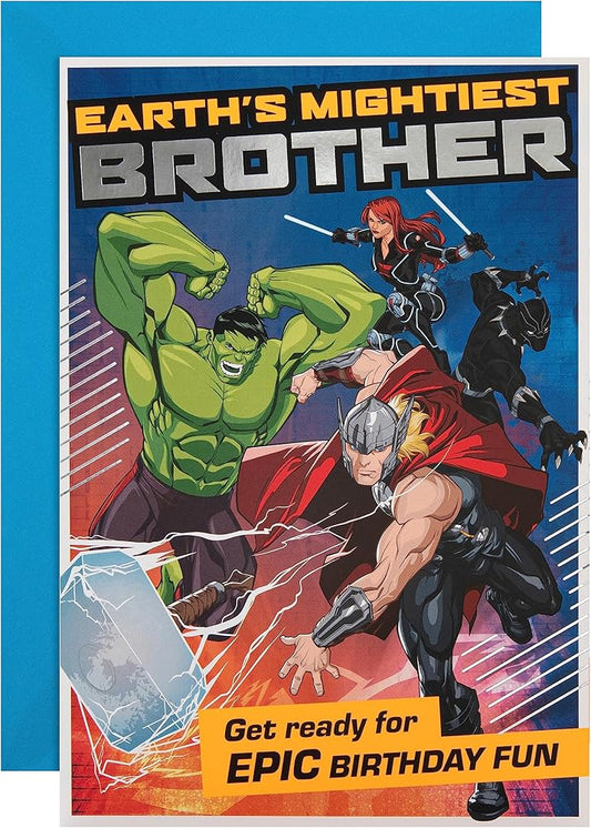 Marvel Superheroes Design with Activity Brother Birthday Card