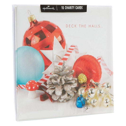 Pack of 10 Charity Christmas Cards 'Deck the Halls' Design 