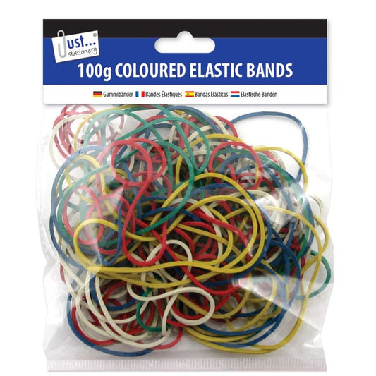 100g Assorted Coloured Elastic Bands