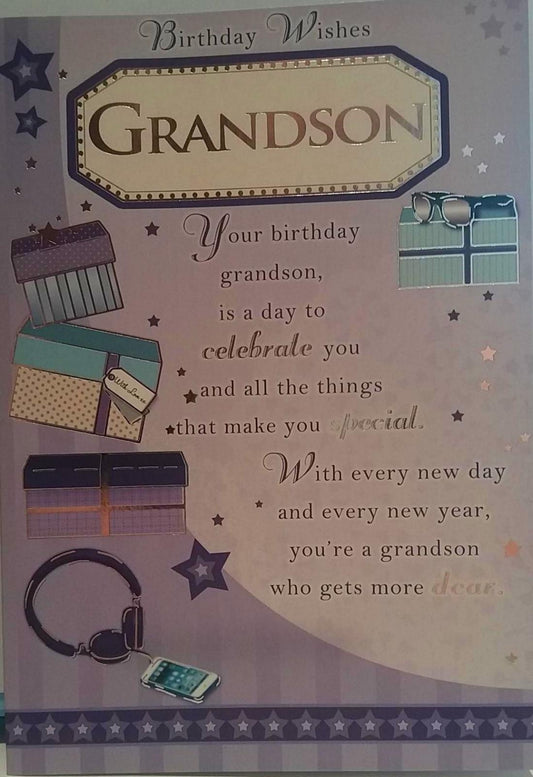 Grandson Present Design Sentimental Verse Birthday Card