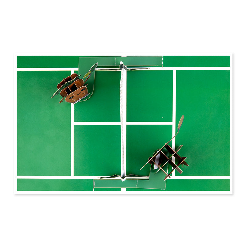 Tennis Game, Set, Snack! Cookie vs Apple 3D Pop Up Greeting Card - Birthday Anniversary Holidays Event