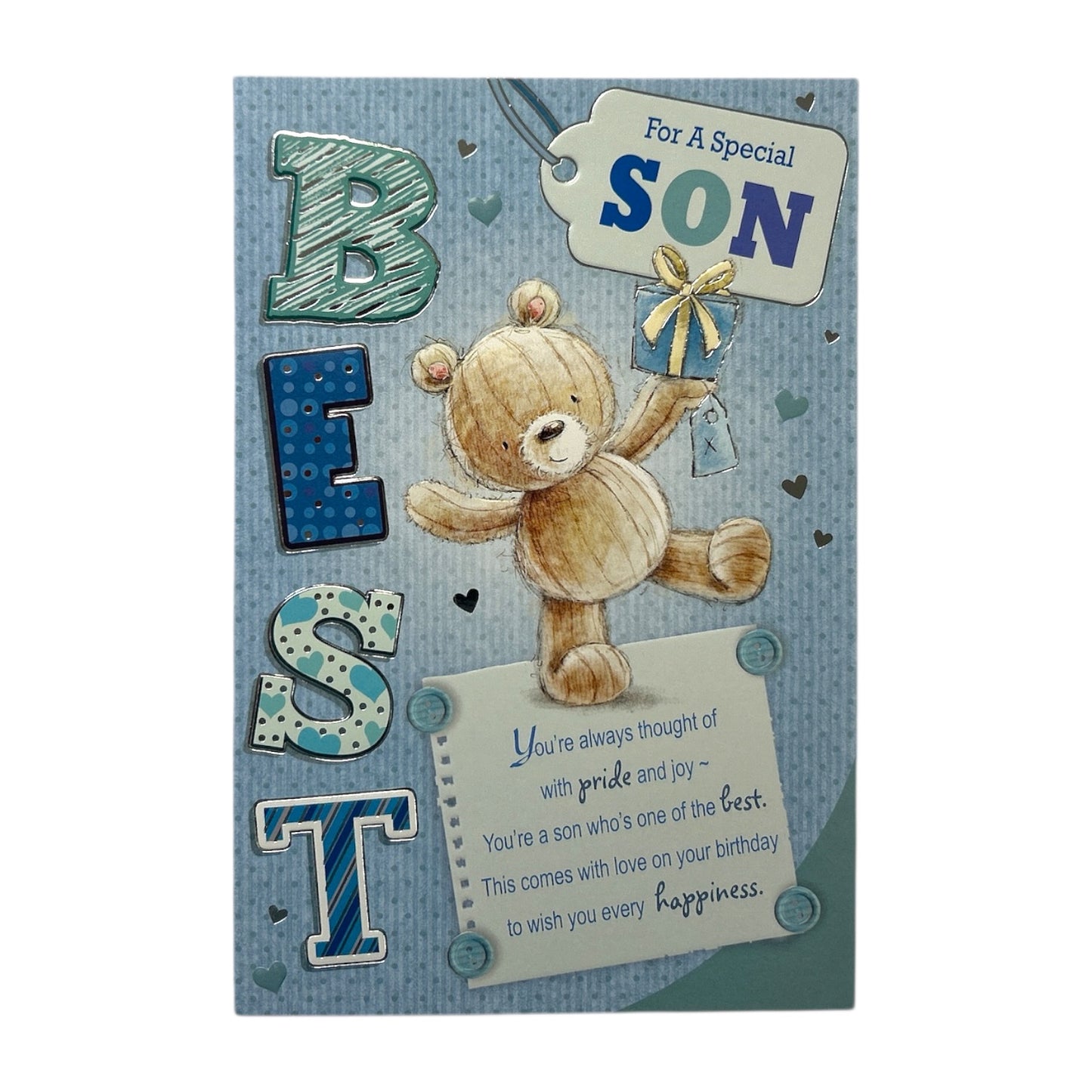 For Son Teddy Playful Pose Design Birthday Card