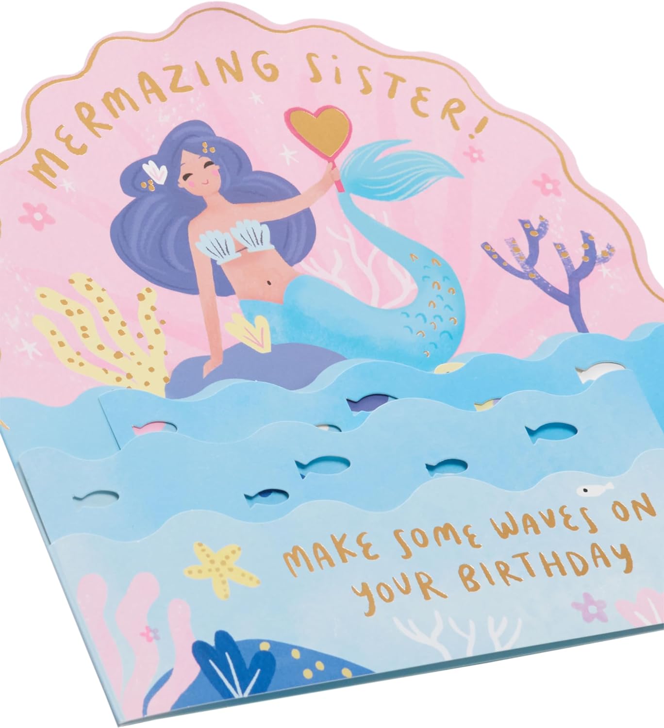 Beautiful Pop-Up Mermaid Design Sister Birthday Card