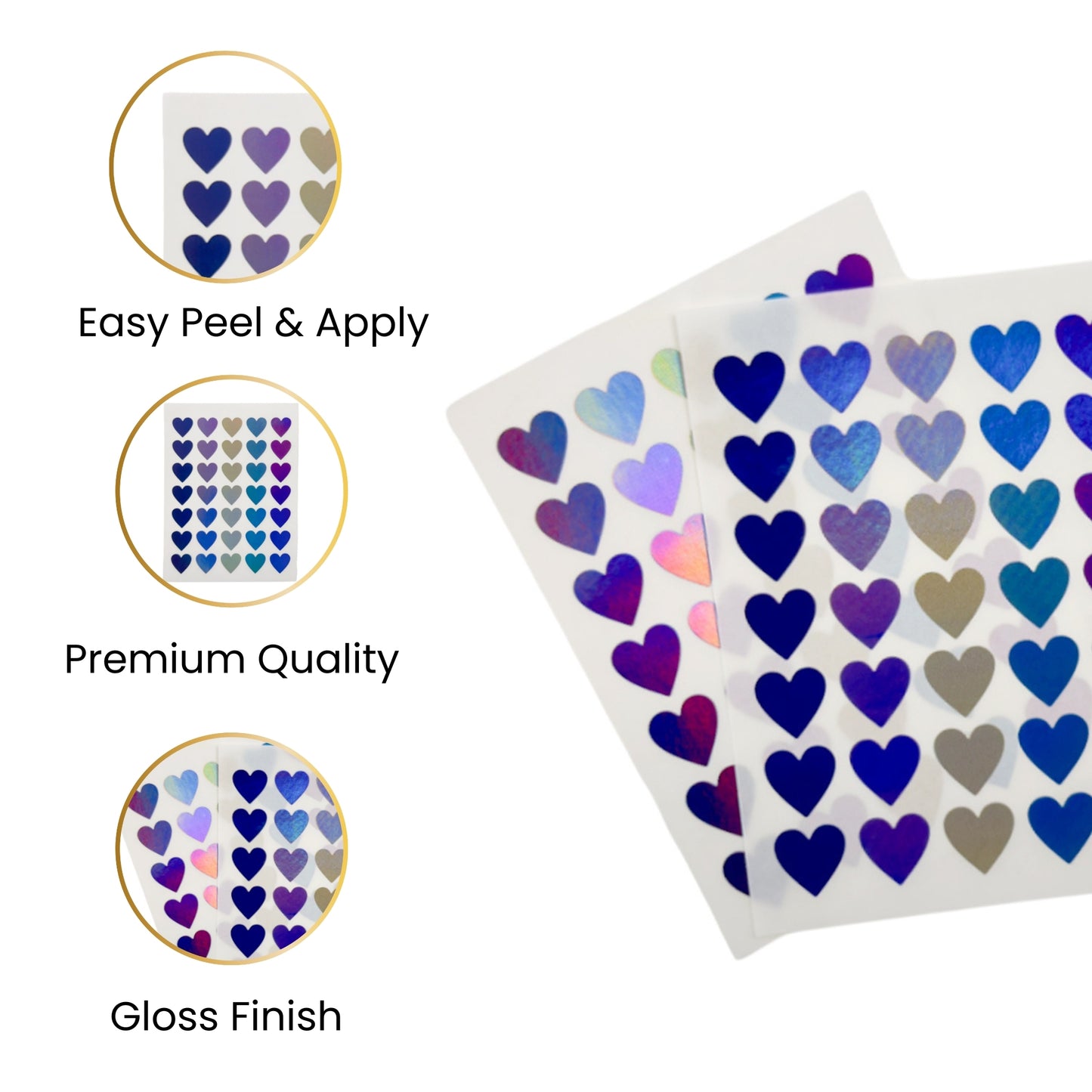 Pack of 840 Assorted Fashion Coloured Holographic Hearts Self-Adhesive Labels