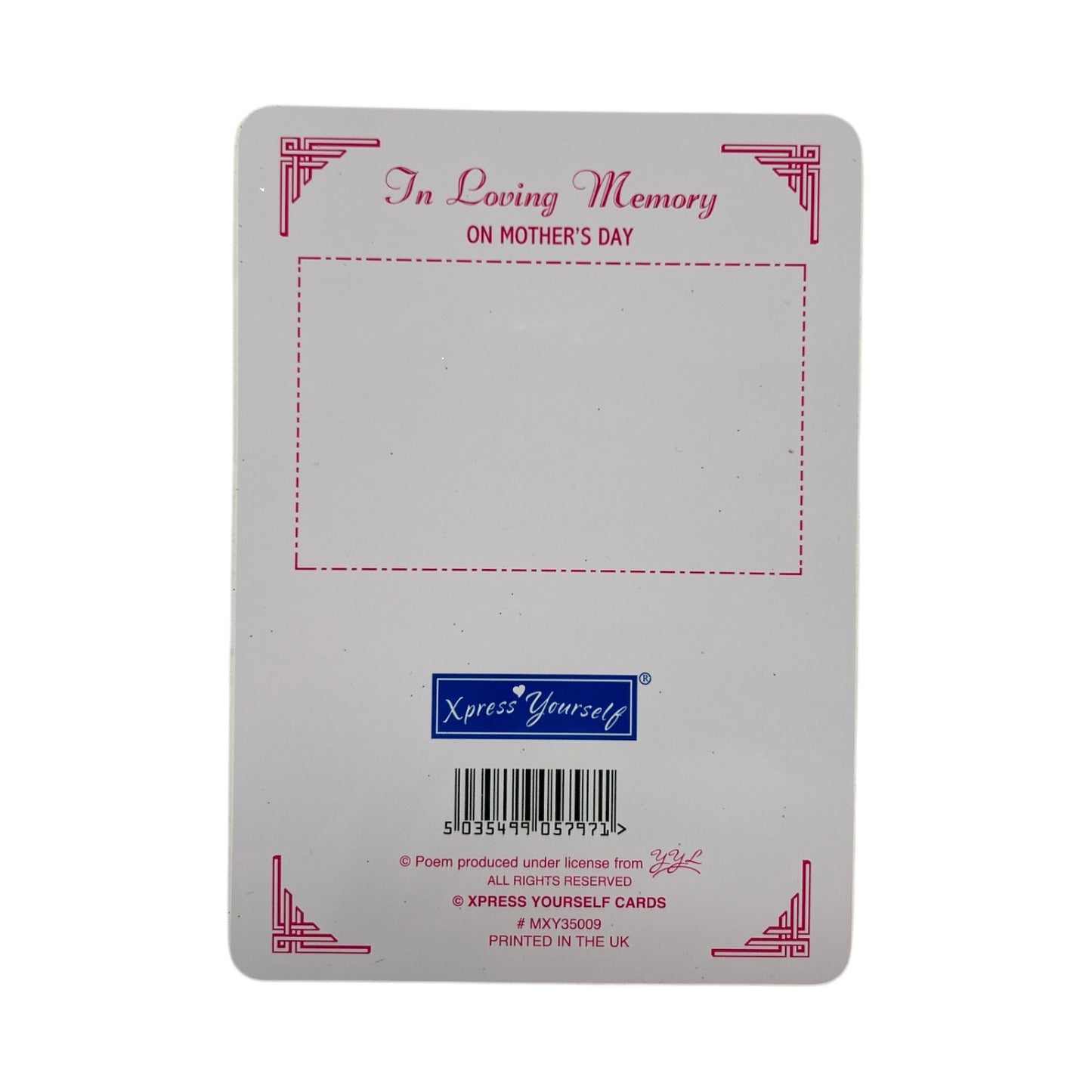 In Loving Memory Of My Dear Wife Mother's Day Keepsake Graveside Card 