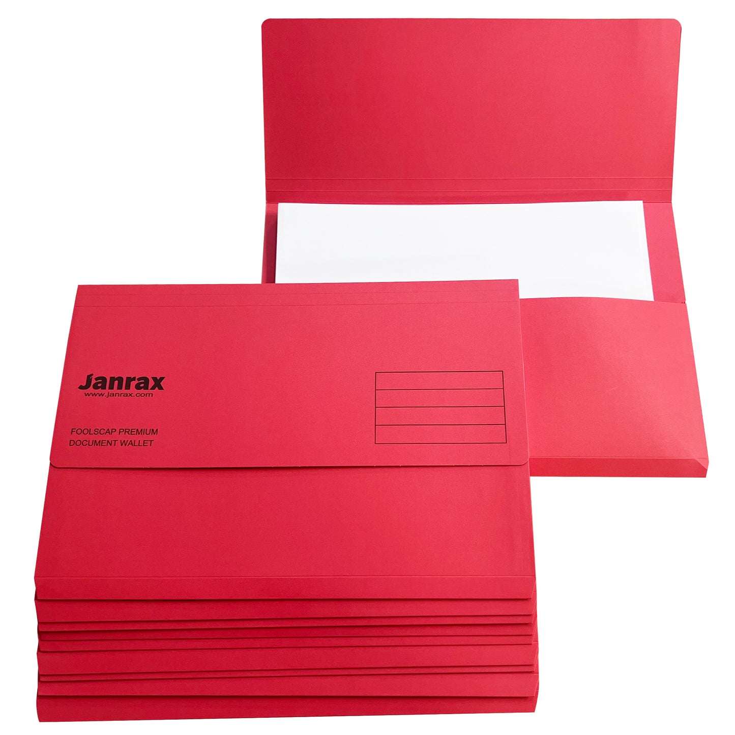 Pack of 10 Red Card Premium Foolscap Document Wallets