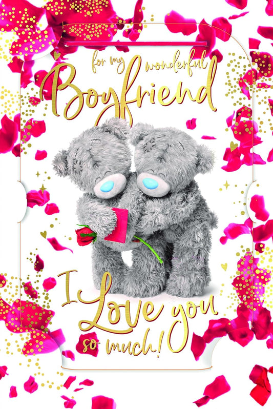 Bears With Envelope And Rose Boyfriend Birthday Keepsake Card
