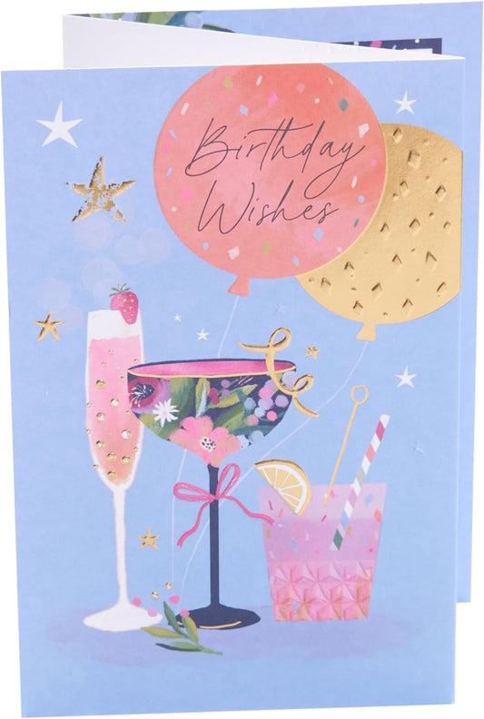 Floral Cocktail Design Birthday Wishes Card