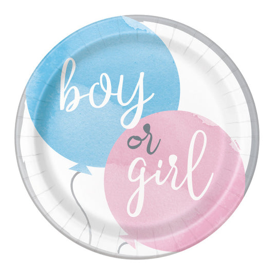 Pack of 8 Gender Reveal Party Round 9" Dinner Plates