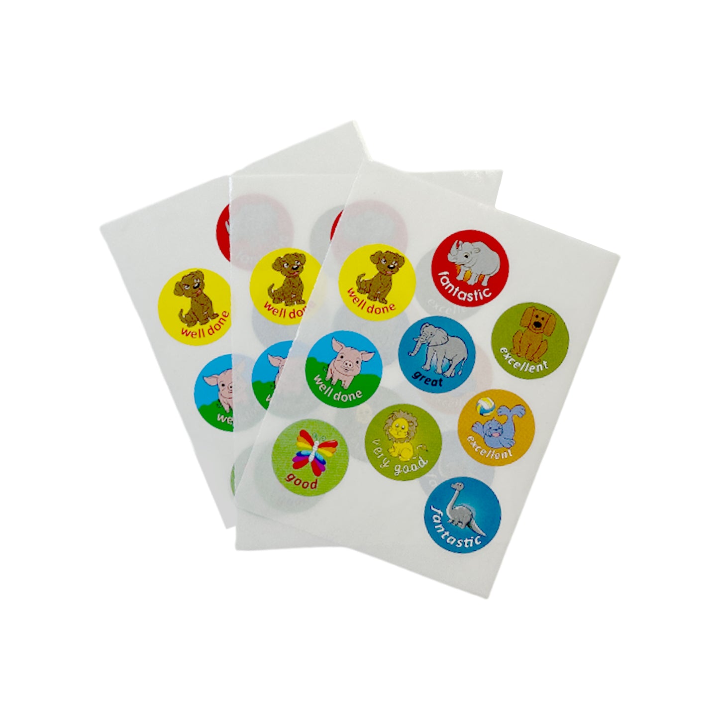 Pack of 162 Motivational Animals 24mm Round Self-Adhesive Labels