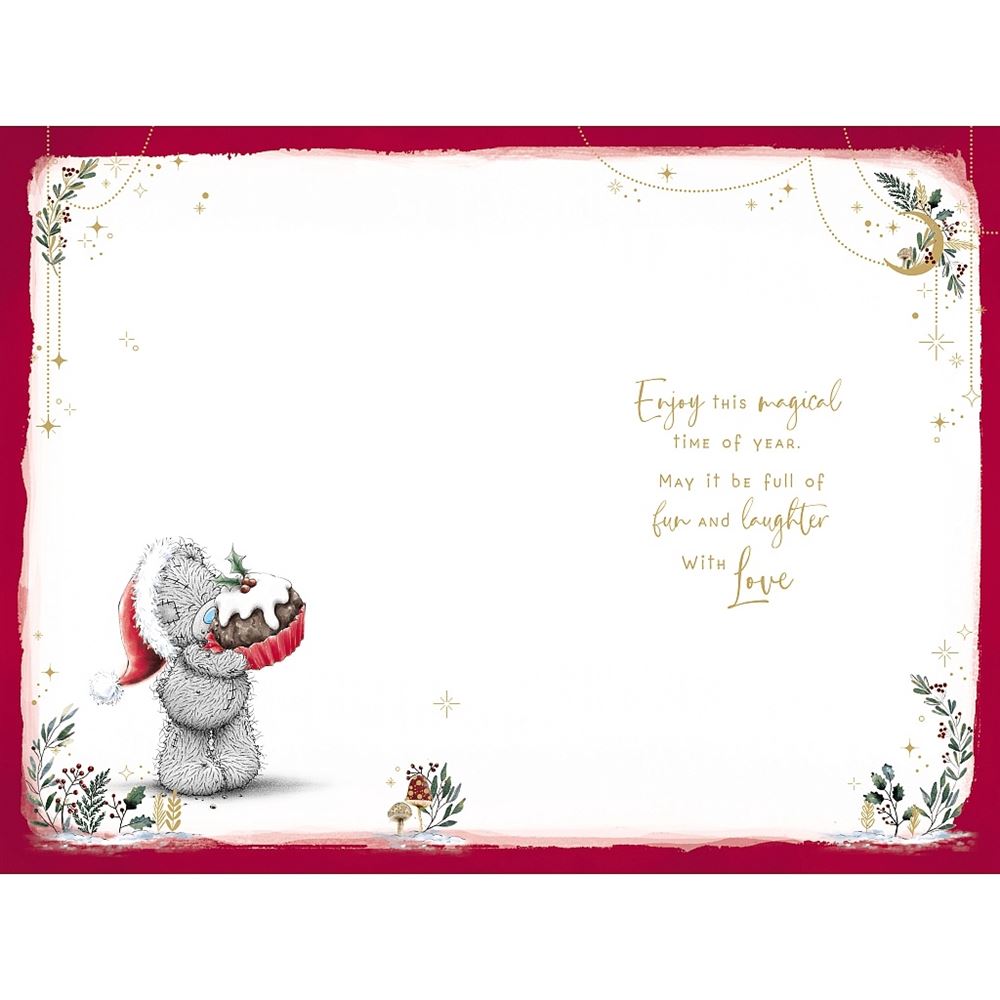 Bear And Large Xmas Pud Brother Christmas Card