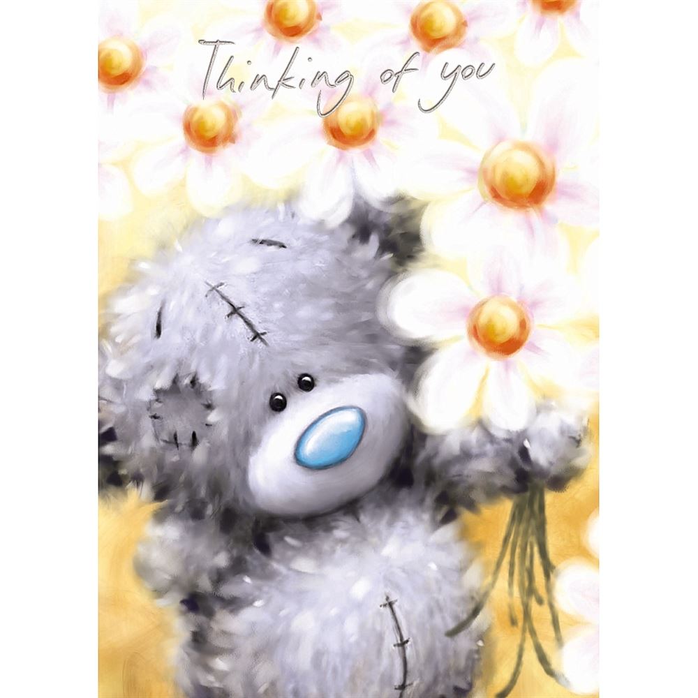 Bear Holding Flower Teddy Thinking Of You Card