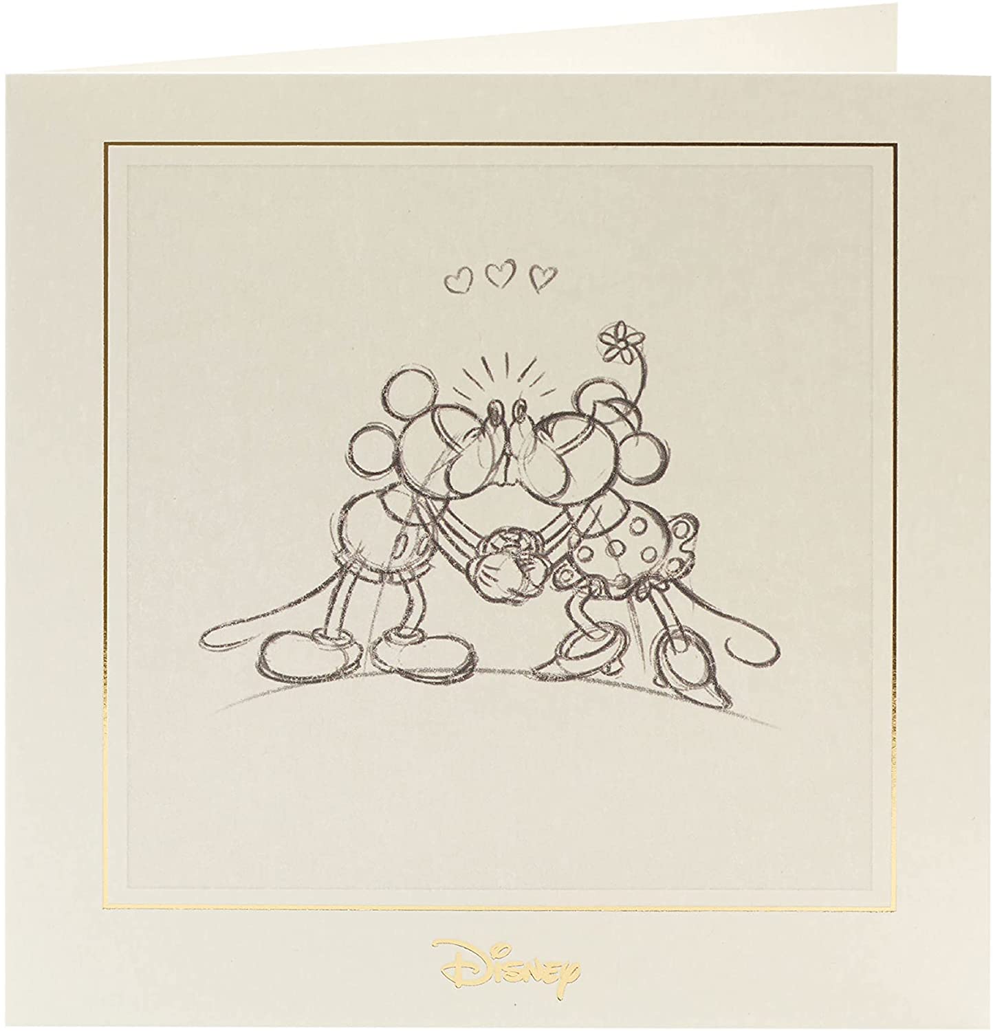Minnie and Mickey Kissing Original Sketch Blank Birthday Card