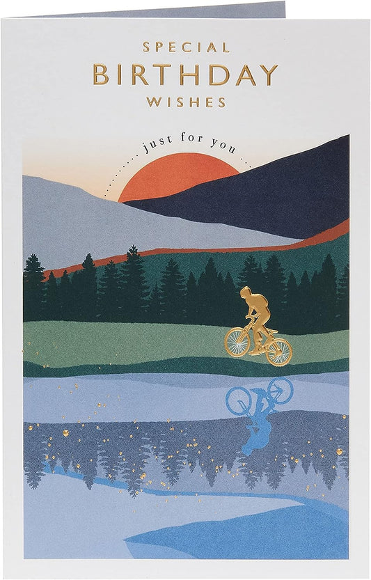Cyclist & Sunset Design Birthday Card