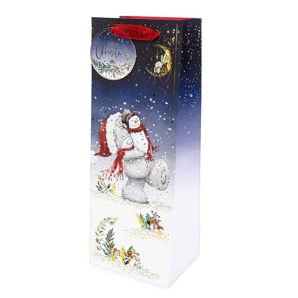 Bear And Snowman Christmas Bottle Bag