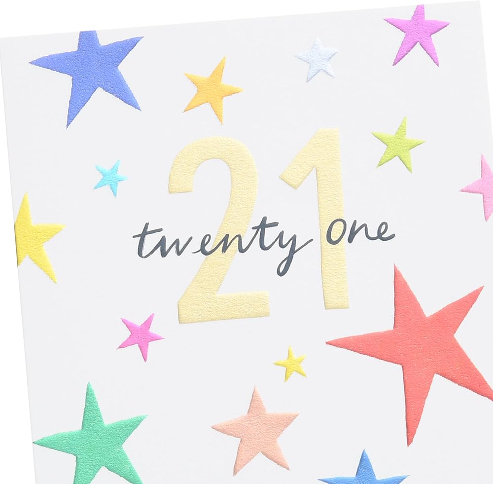 Colourful Stars Design 21st Birthday Card